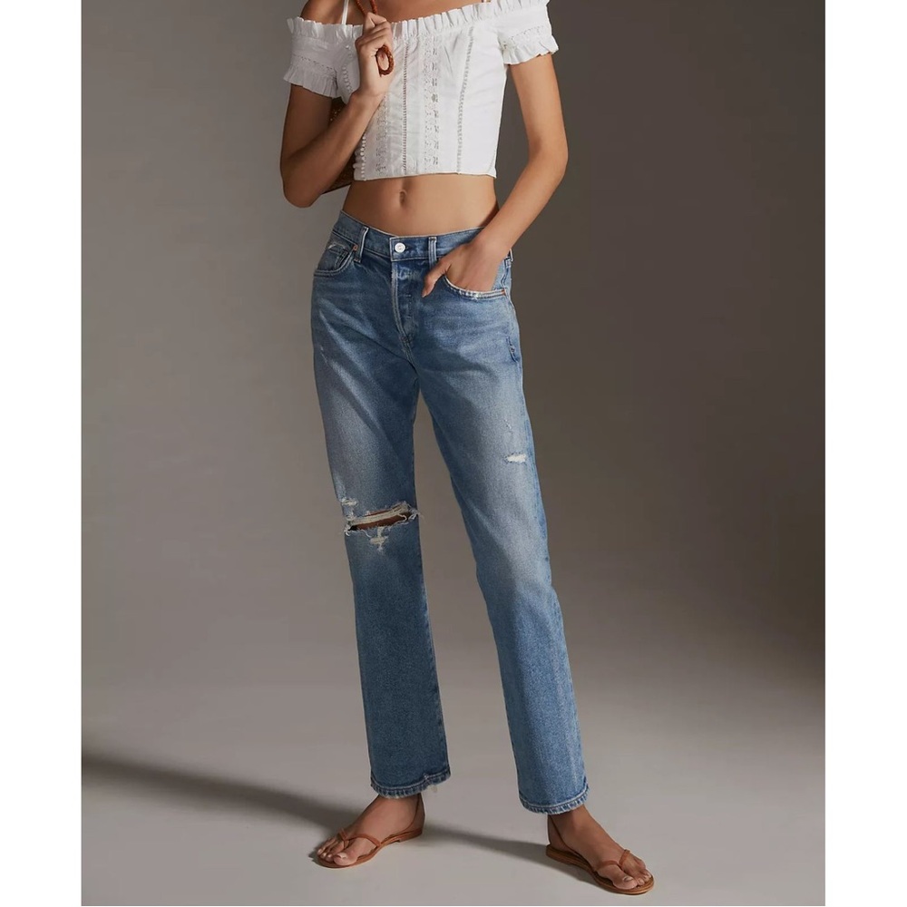 Citizens of Humanity Emerson Slim Boyfriend Mid Rise Jeans Distressed Wash 28